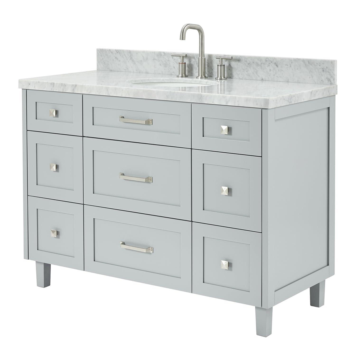 Ariel Bath ARIEL Monrow 49 Single Sink Bathroom Vanity with Italian Carrara Marble Top