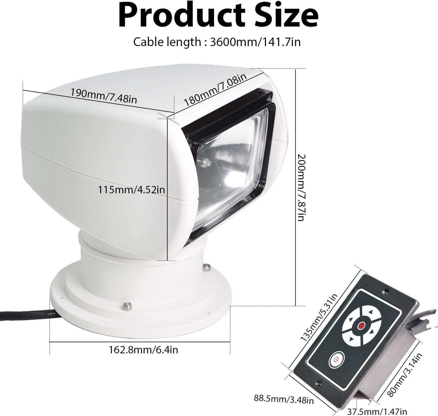 White Halogen Remote-Controlled Outdoor Boat Spotlight