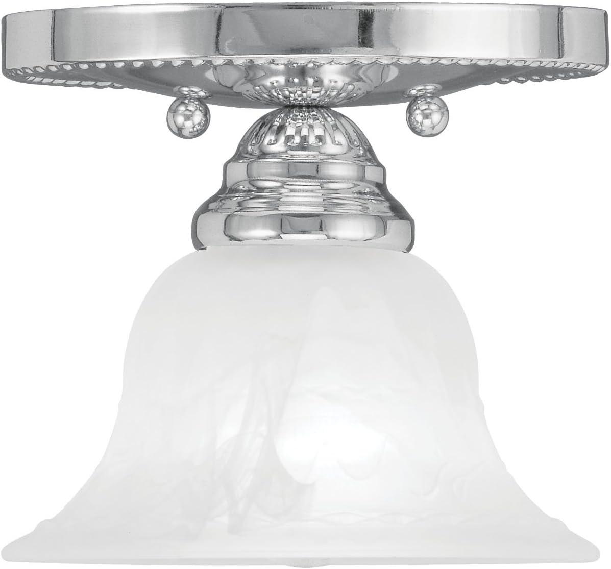 Edgemont Polished Chrome 7" Flush Mount with White Alabaster Glass