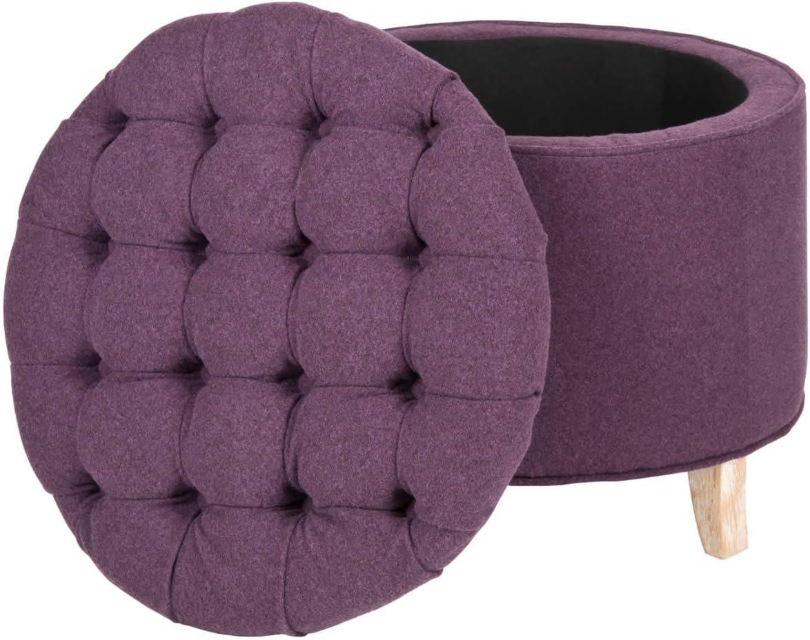 Amelia Tufted Storage Ottoman - Navy - Safavieh