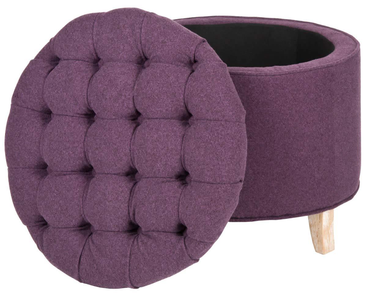 Amelia Tufted Storage Ottoman - Navy - Safavieh