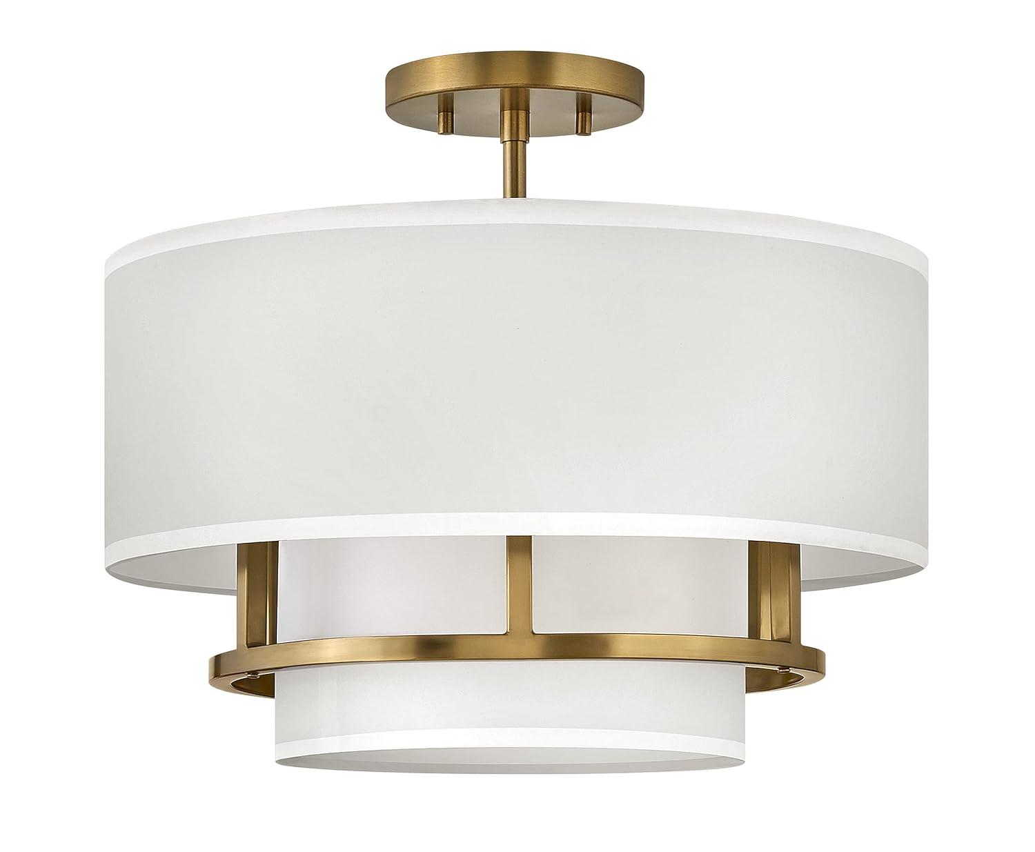 Graham Three-Light Semi-Flush Mount Ceiling Light w/ Faux Parchment Shades