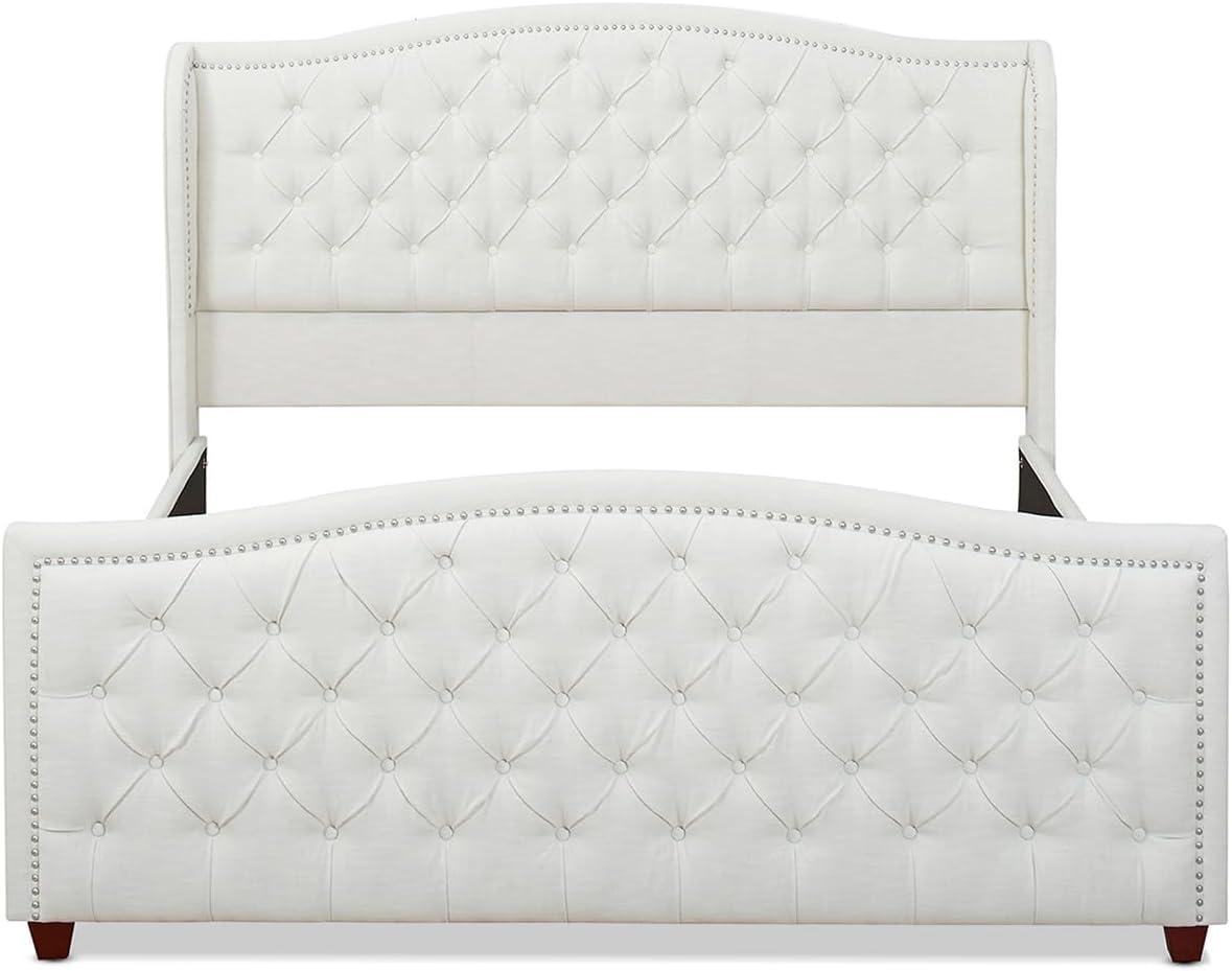 Jennifer Taylor Home Marcella Tufted Wingback King Bed Antique White