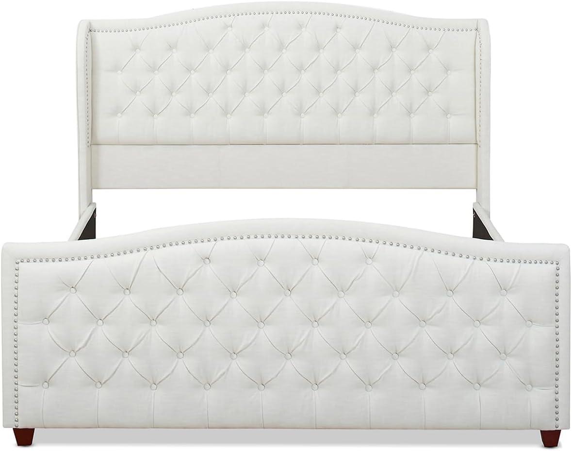 Marcella Tufted Wingback King Bed Antique White