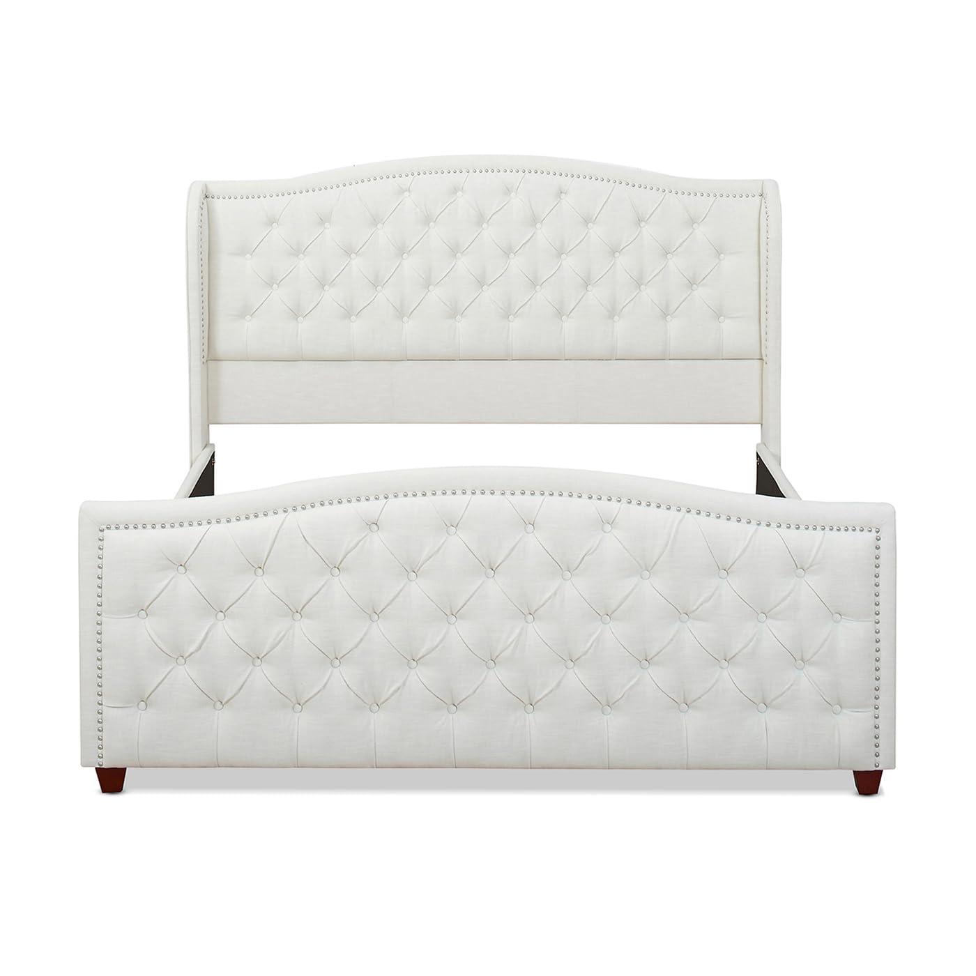 Jennifer Taylor Home Marcella Tufted Wingback King Bed Antique White
