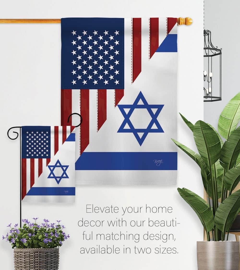 Patriotic US-Israel Friendship Double-Sided House Flag Set