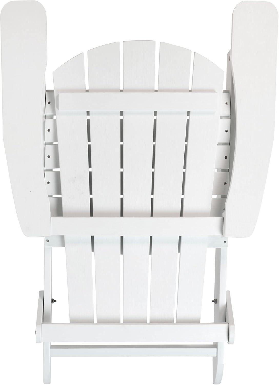 Flash Furniture Charlestown All-Weather Poly Resin Indoor/Outdoor Folding Adirondack Chair in White