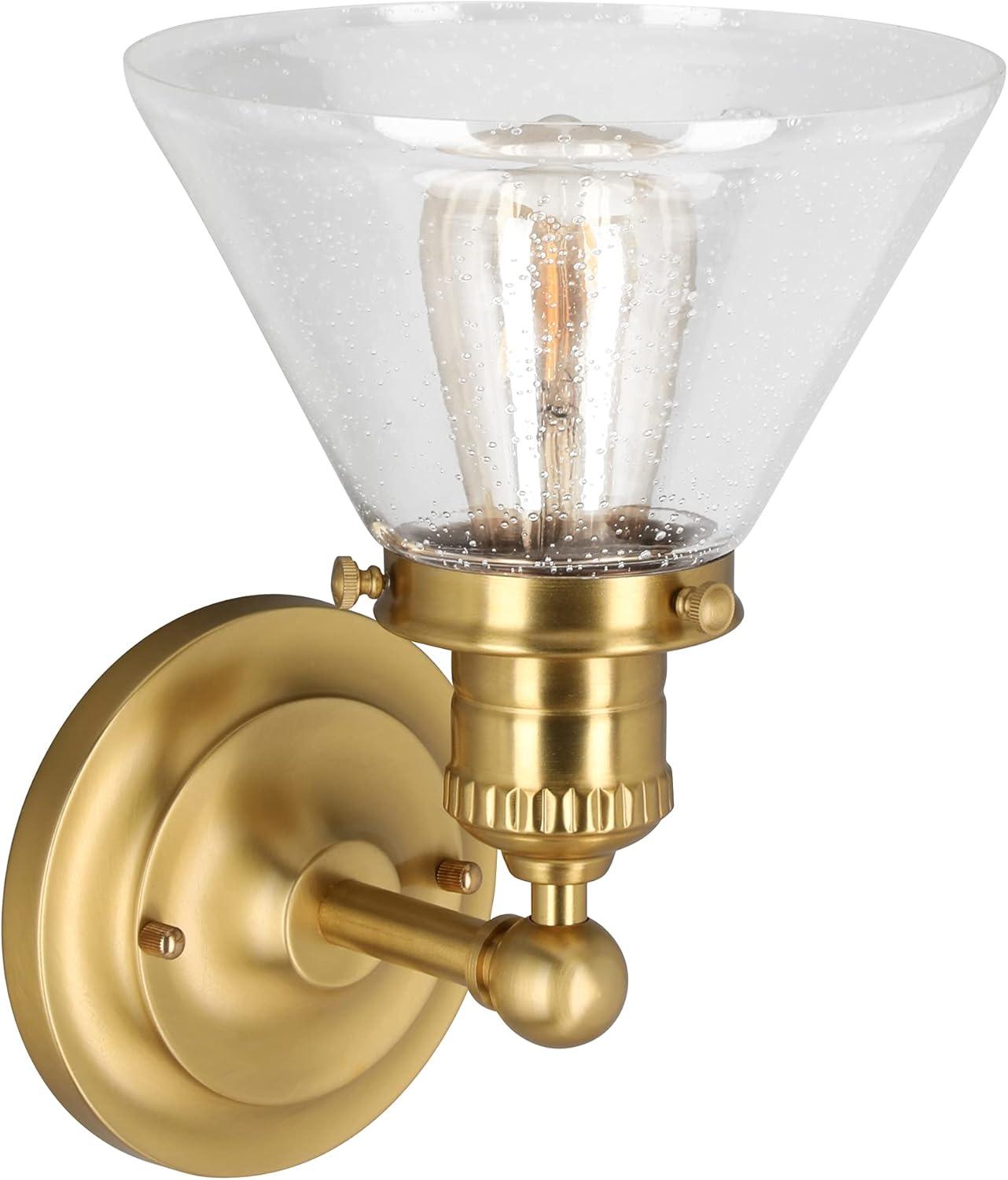 Augustin Satin Gold Transitional Seedy Glass Wall Light