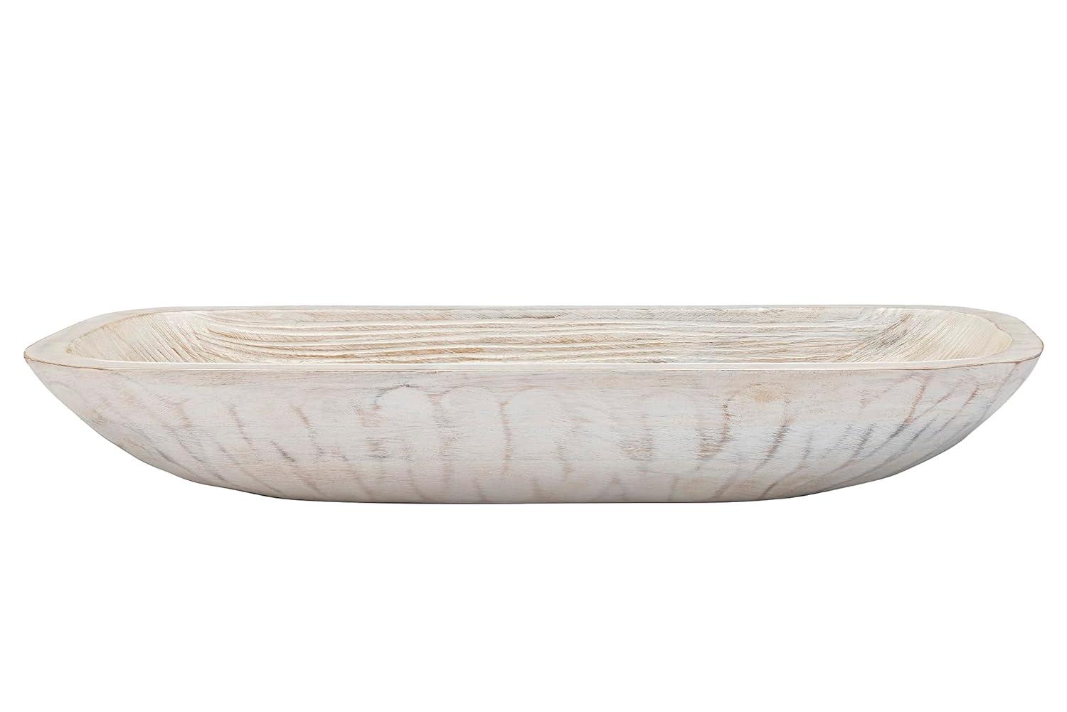 Dough Bowl, Wooden Dough Bowls for Decor, Wooden Bowls Decorative (L19 x W8 x H3 inches)