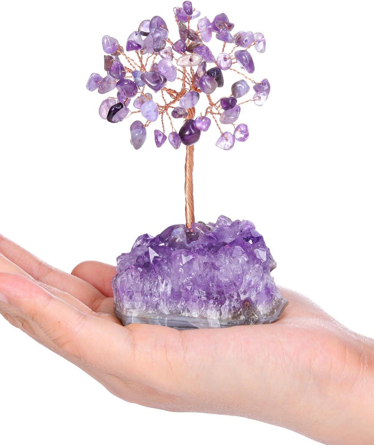 Amethyst Crystal Tree Natural Reiki Healing Crystal Gemstone Bonsai Money Tree Feng Shui Crystal Tree for Home Decor