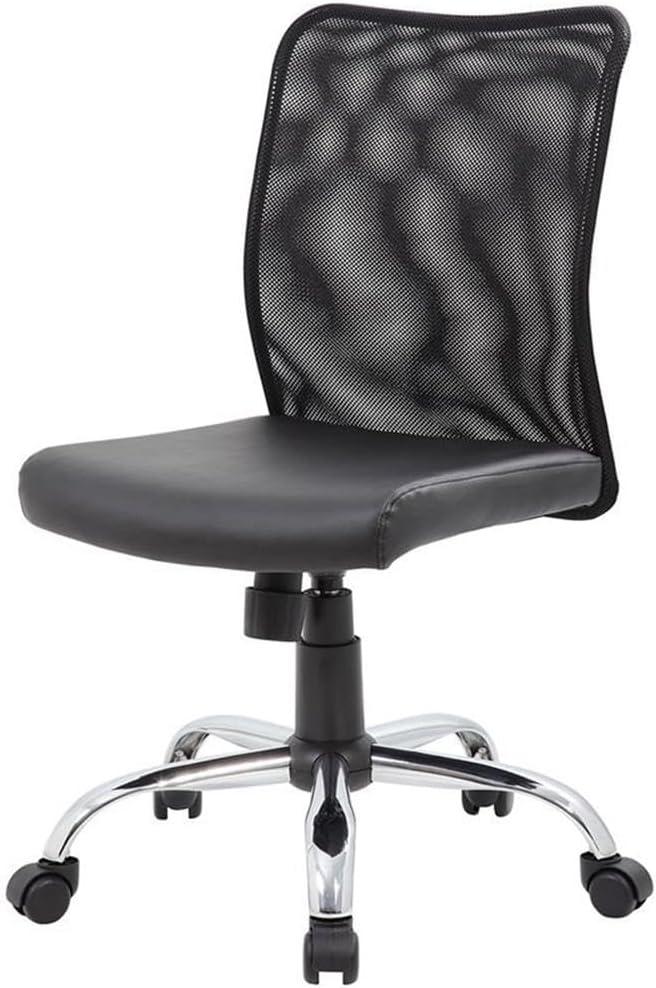 Black Mesh and Vinyl Swivel Task Chair with Chrome Base