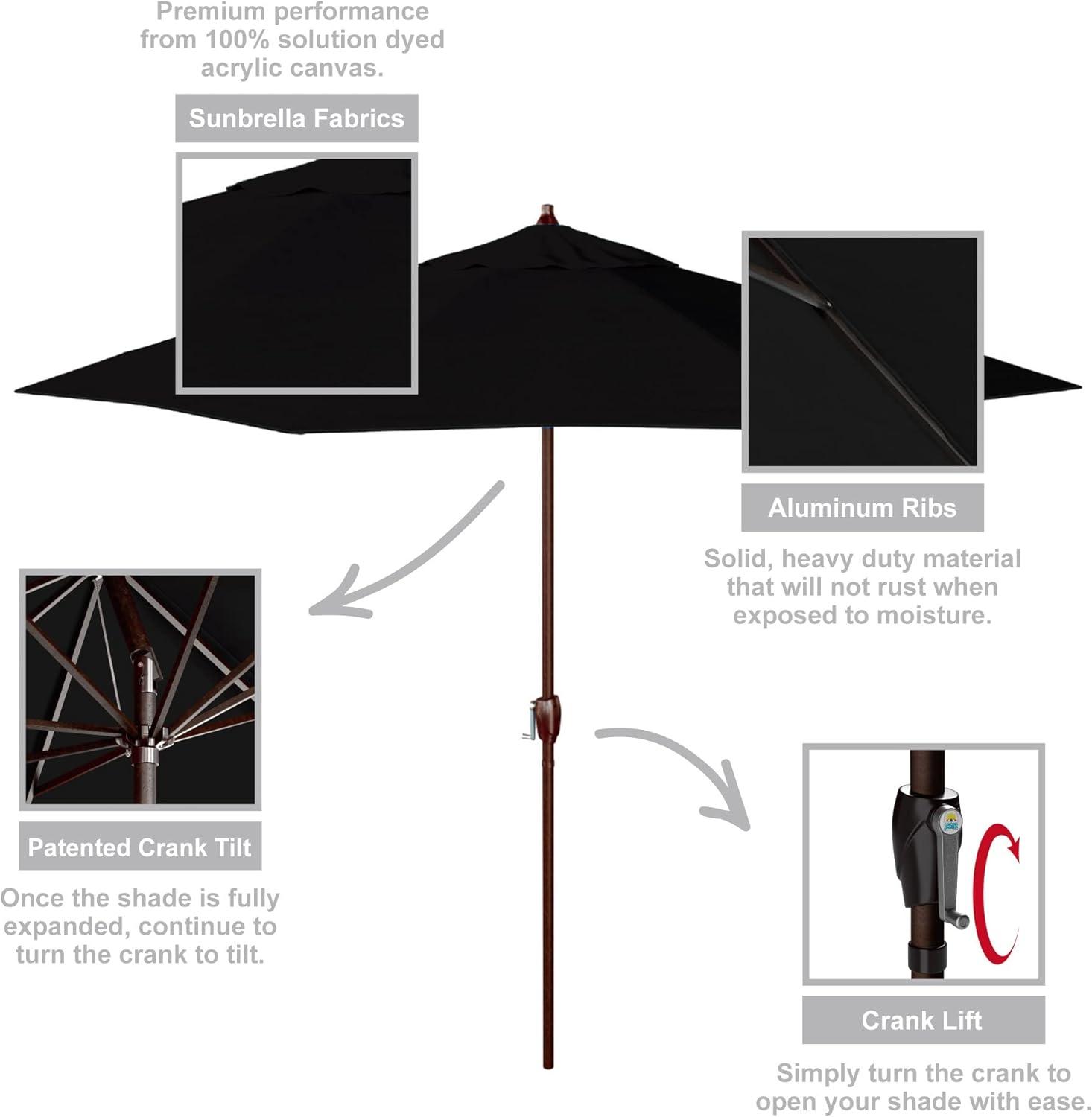 9 ft Black Sunbrella Aluminum Patio Umbrella with Bronze Pole