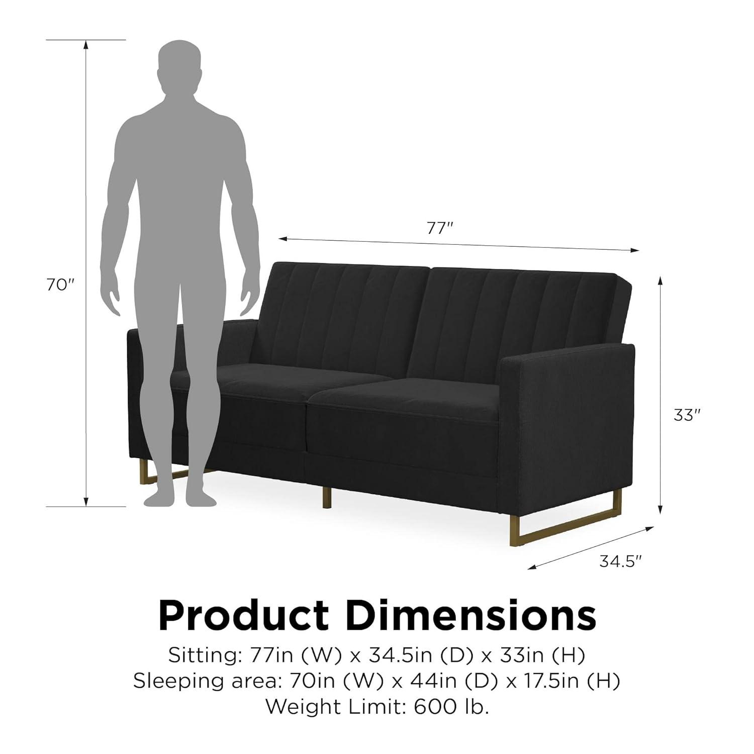 Skylar Full / Double 77'' Velvet Tufted Convertible Sofa