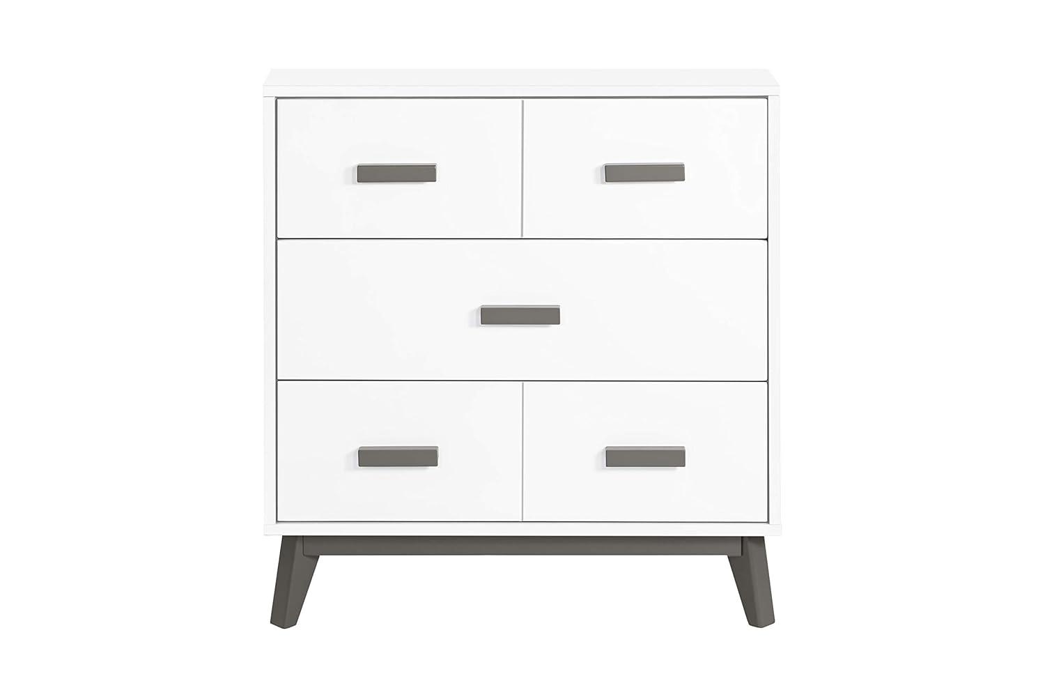 Slate and White Mid-Century Modern 3-Drawer Changer Dresser