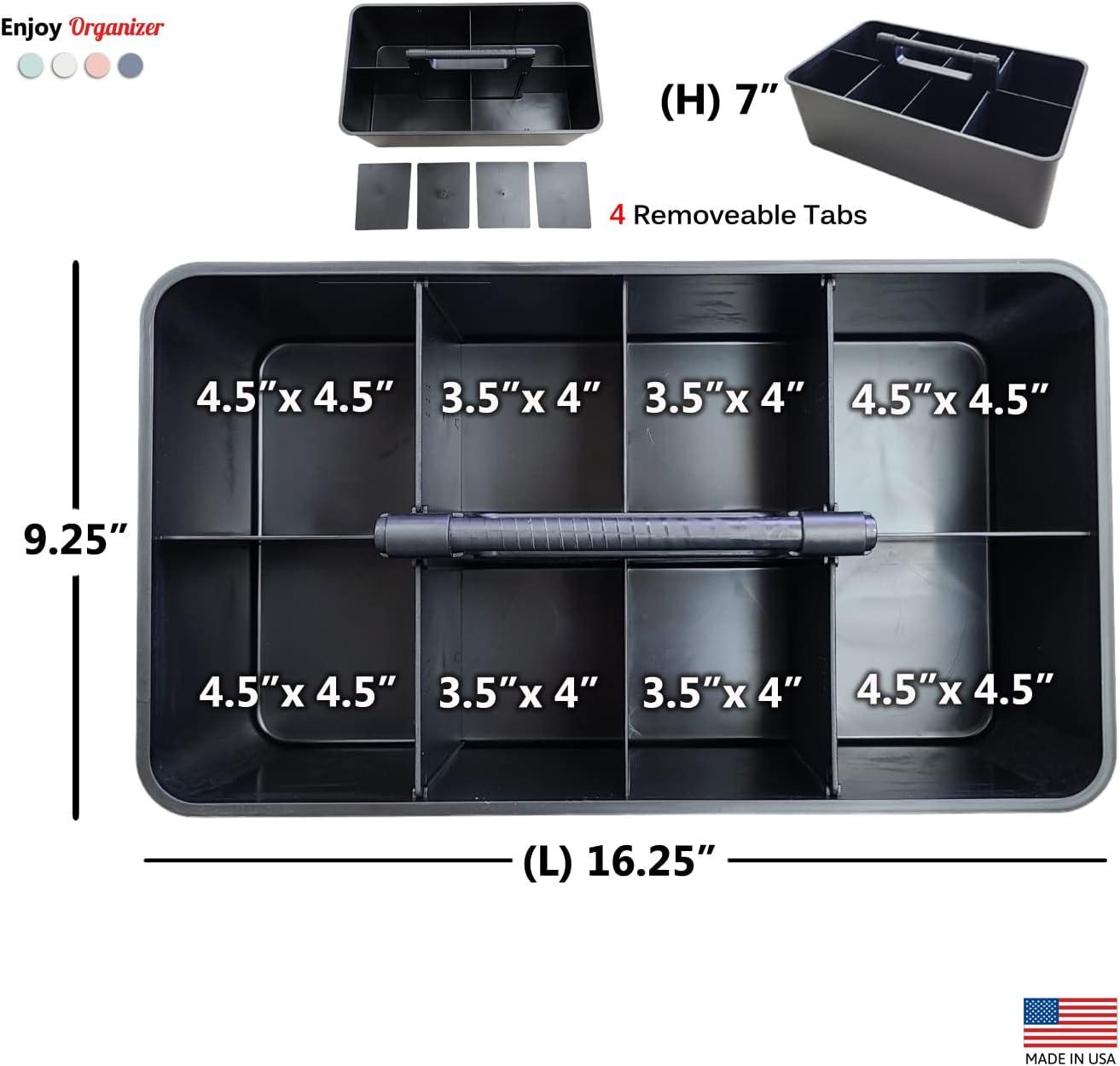 Large Black Stackable Plastic Caddy with Dividers