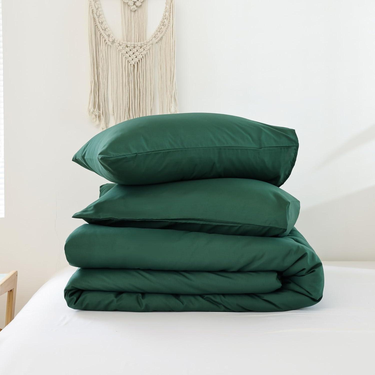 3 PCS Comforter Set (1 Comforter & 2 Pillowcases) All Season Bedding Soft Lightweight Bedspread Cozy Blanket Quilt Emerald Green - California King