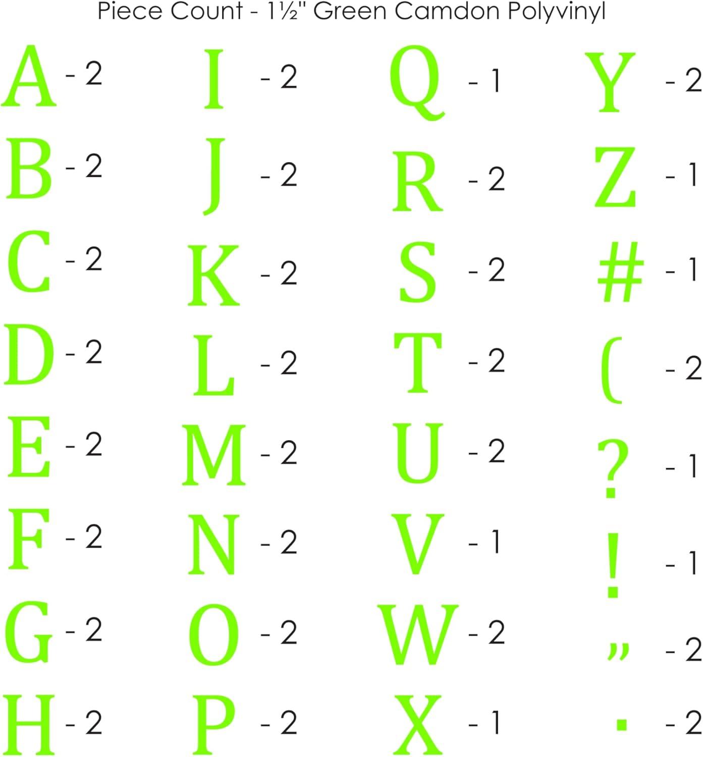 SEI 1.5 inch Camdon Iron-on Heat Transfer Poly Letters, Lime Green