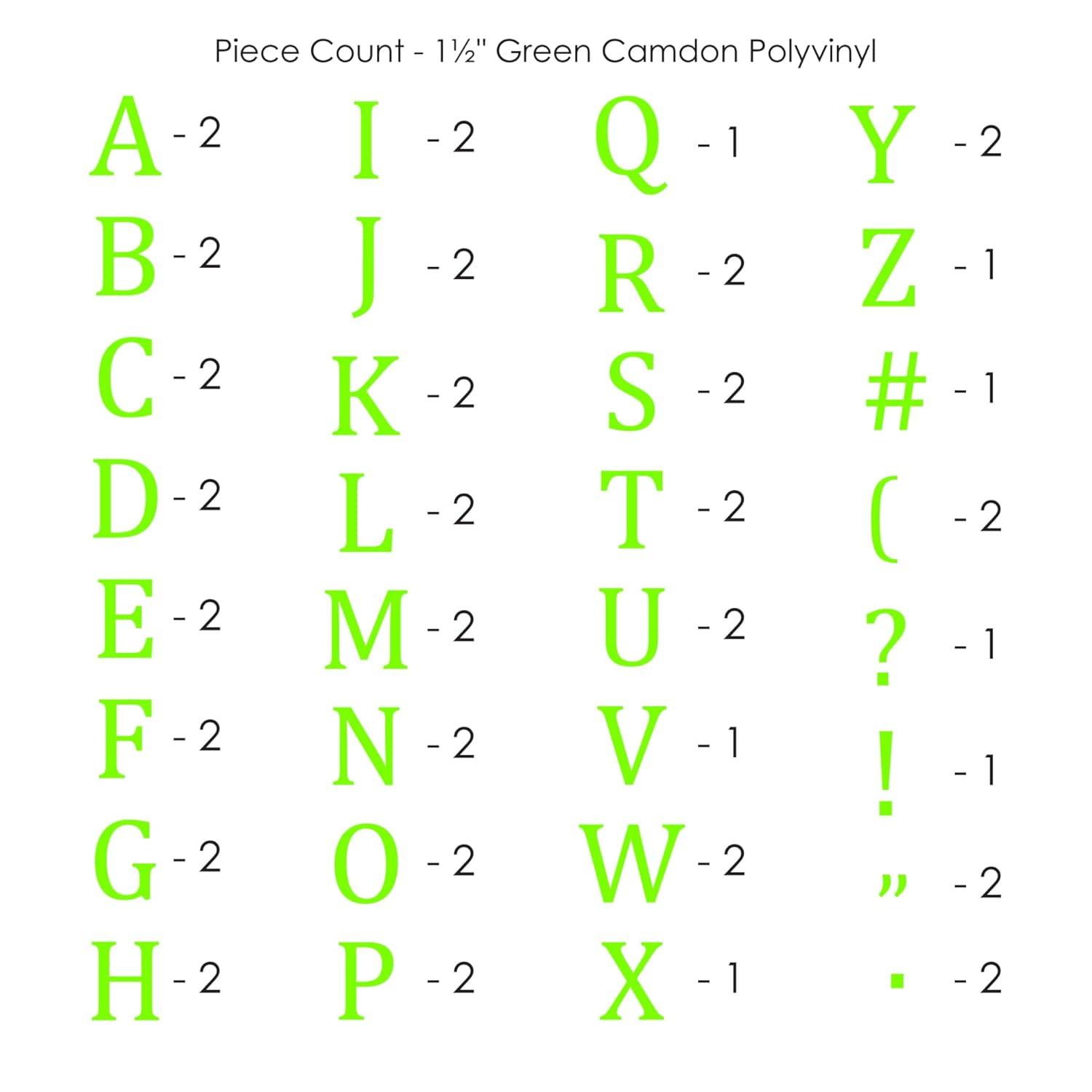 SEI 1.5 inch Camdon Iron-on Heat Transfer Poly Letters, Lime Green