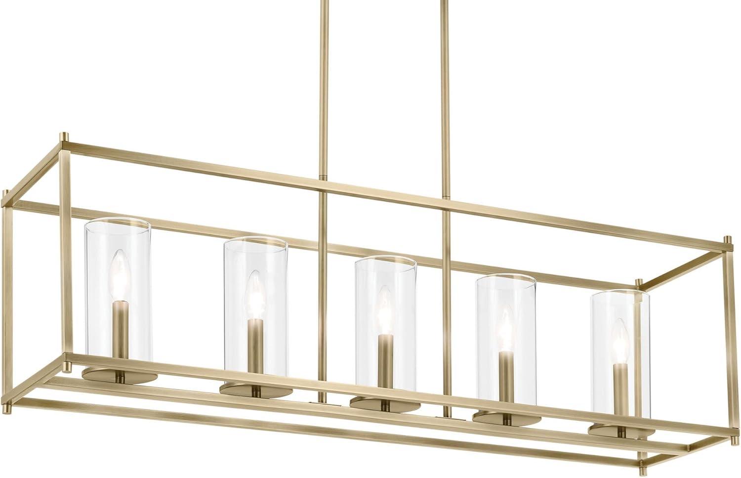 Crosby 13.75" 5 Light Linear Chandelier with Clear Glass Chrome