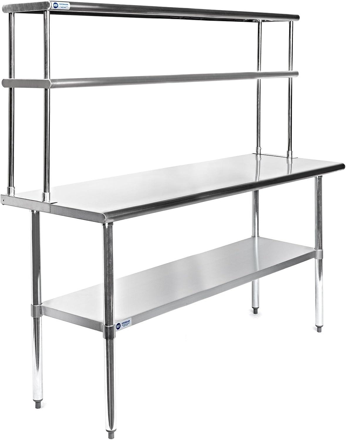 30" D x 34.5" H Stainless Steel Prep Station with Undershelf and Double Overshelf