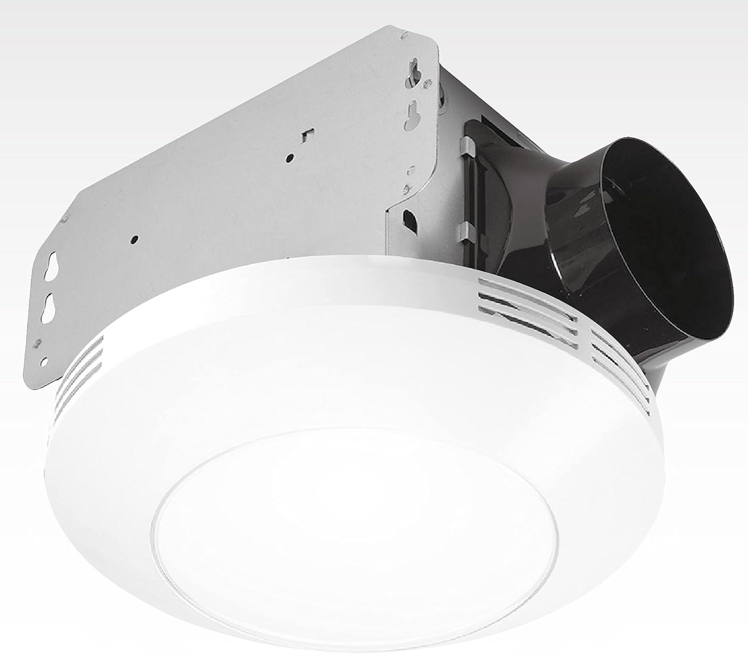 Decorative White 80 CFM Ceiling Mount Bathroom Exhaust Fan With LED Light