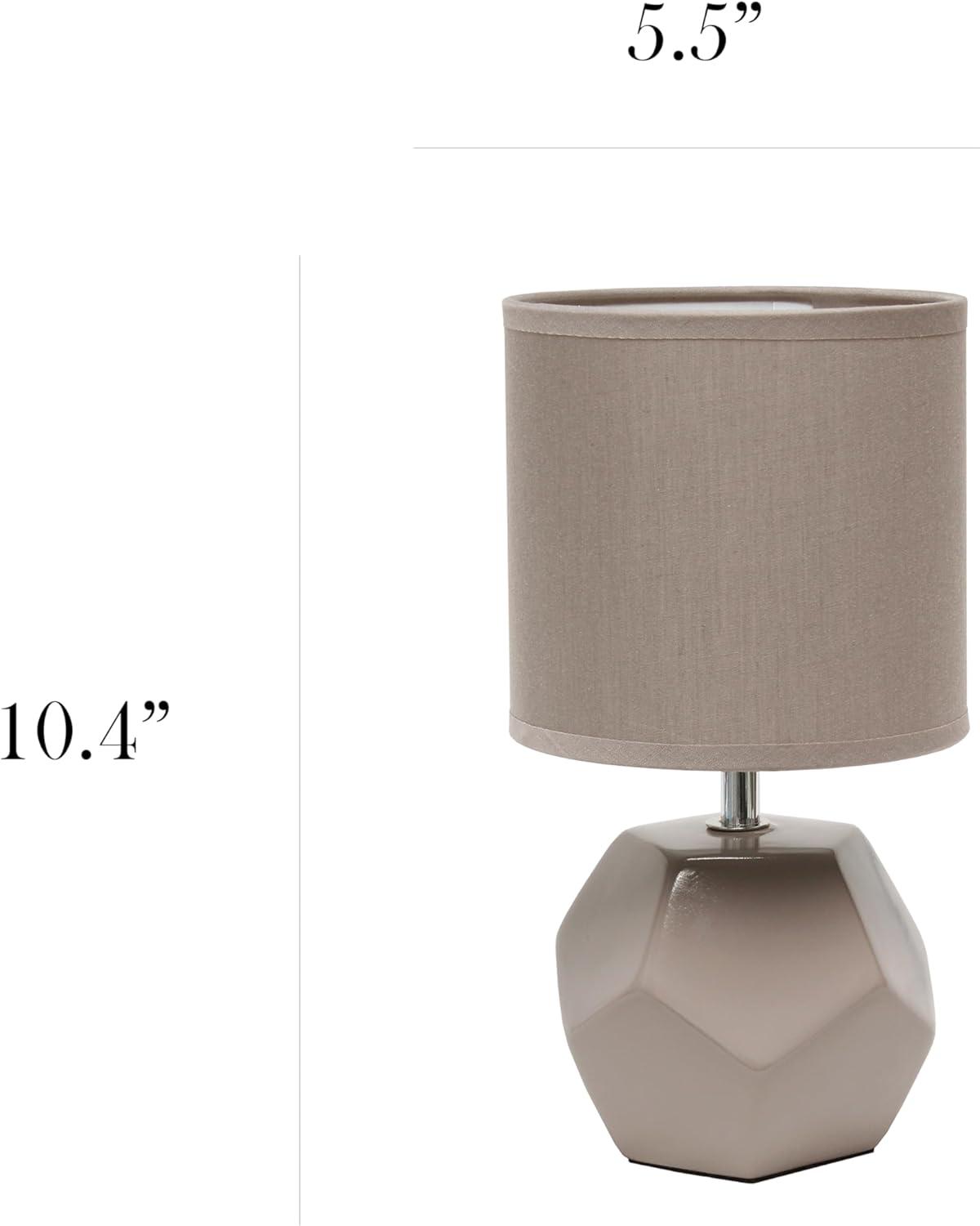 Simple Designs Round Prism Mini Table Lamp with Matching Fabric Shade Gray