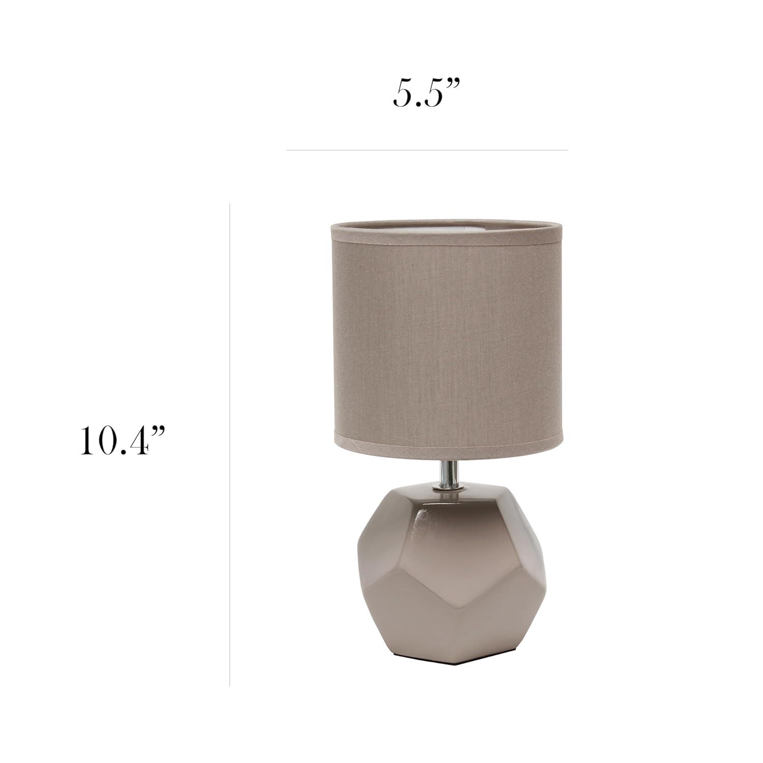 Simple Designs Round Prism Mini Table Lamp with Matching Fabric Shade Gray