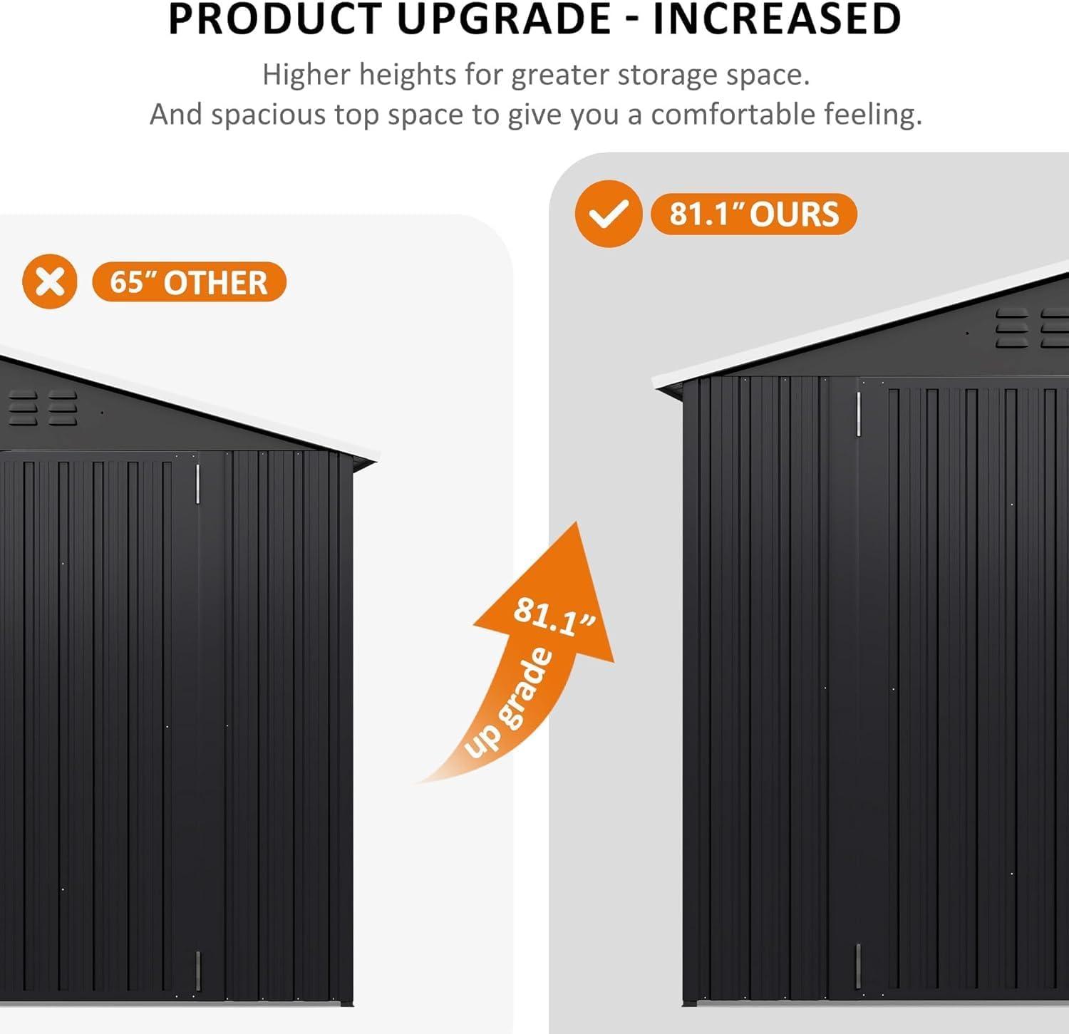 10 ft. W x 14 ft. D Outdoor Metal Shed Storage with Updated Frame Structure and Lockable Doors