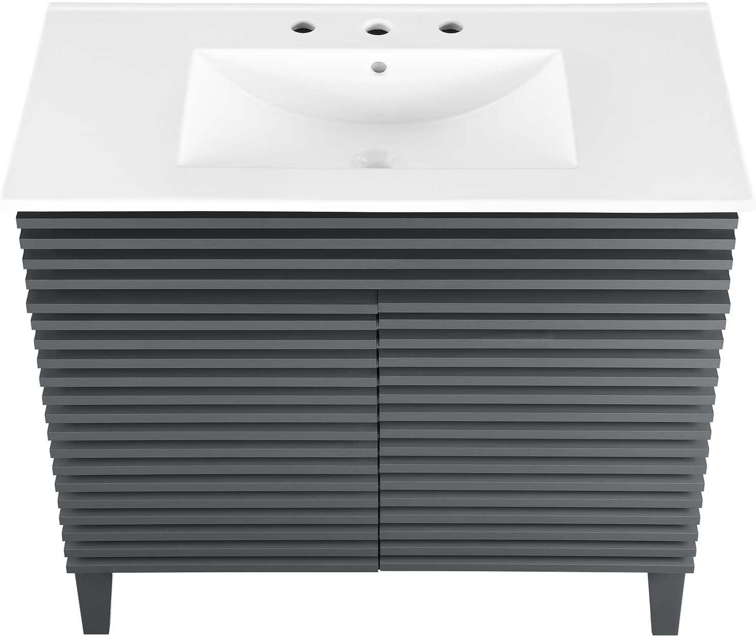 Modway Render 36" Bathroom Vanity in Oak White