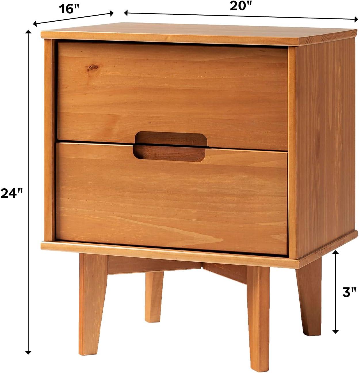 Mid-Century Modern White Maple 2-Drawer Nightstand