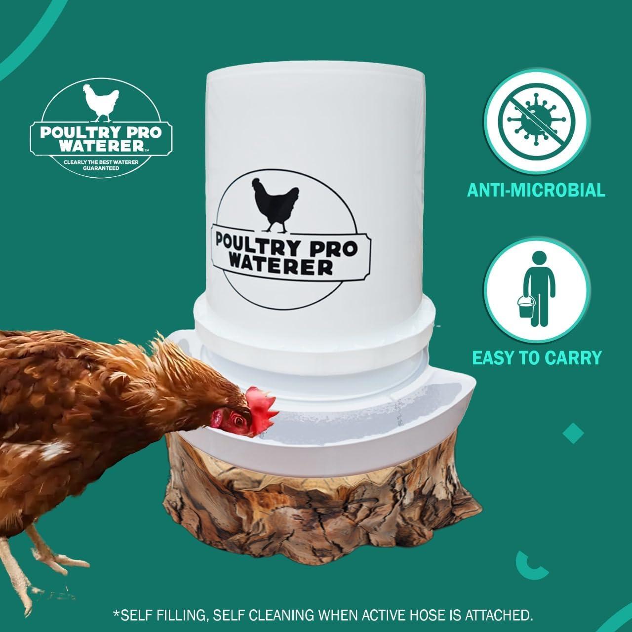 The Original Poultry Pro Waterer | DIY Chicken Waterer for Chicken Coop | Hands Free Poultry Waterer Suitable for Pigeons, Ducks, Chickens & Other Smaller Birds - Fits All 5 Gallon Buckets