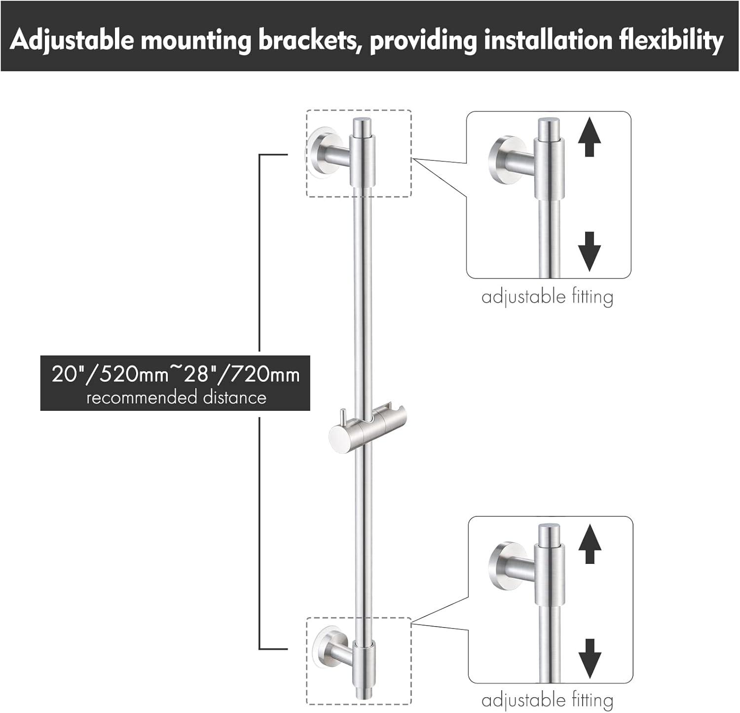 KES Shower Slide Bar 30-Inch Adjustable Shower Head Holder Drill-Free Mounted Brushed Finish