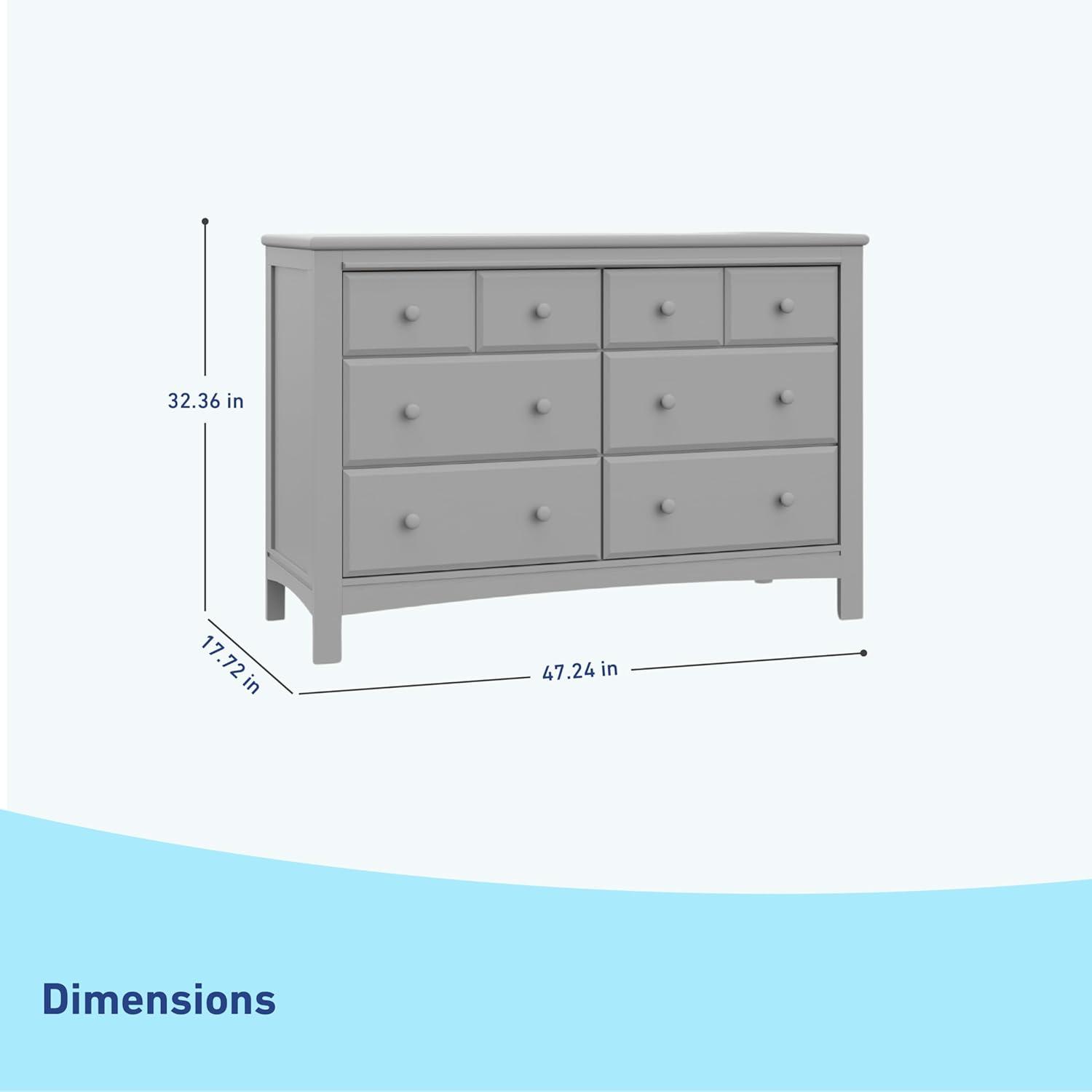 Pebble Gray Double Nursery Dresser with Extra Deep Drawers