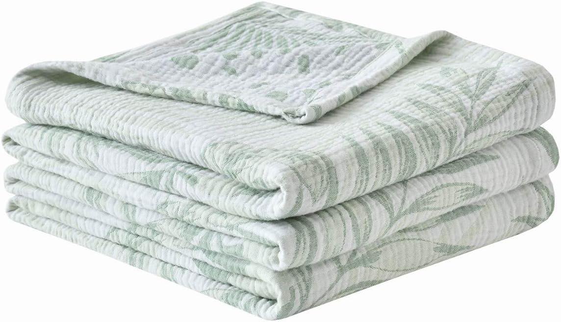 TropicalBlanket 100% Cotton Jacquard 4 Layers Muslin Gauze Blanket