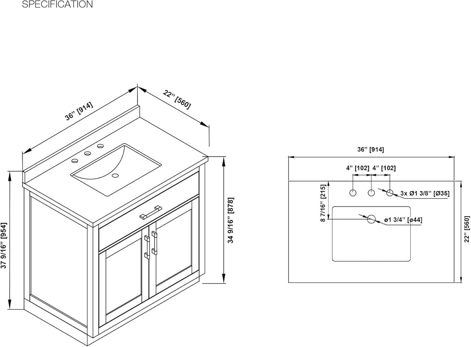 OVE Decors Bailey Single Bathroom Vanity with Premium Countertop