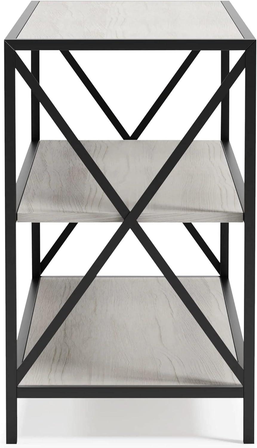 Transitional Urban Farmhouse 42'' White & Black Adjustable Bookcase