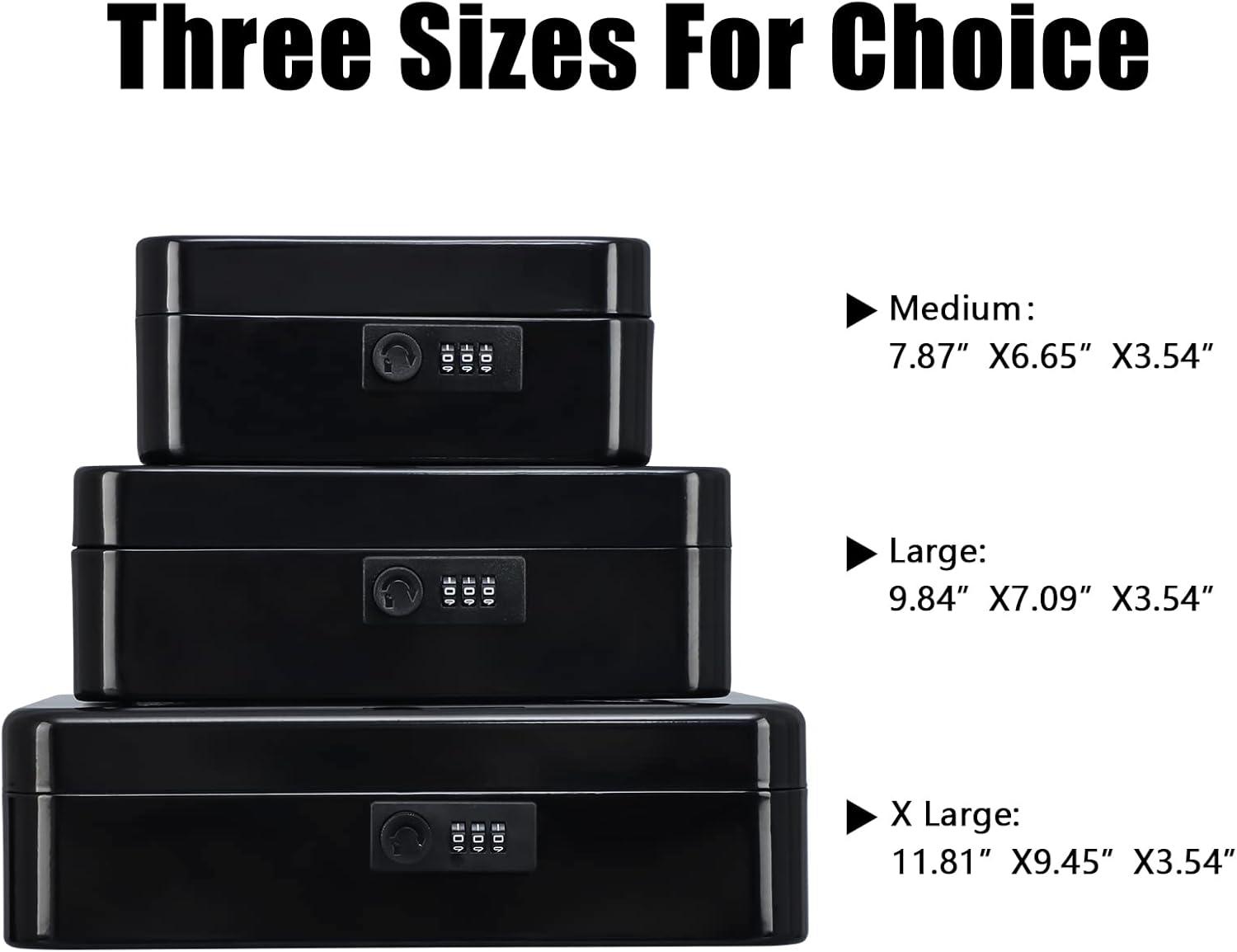 KYODOLED Large Cash Box with Combination Lock Safe Metal Money Box with Money Tray for Security Lock Box 9.84"x 7.87"x 3.54" Black Large Black