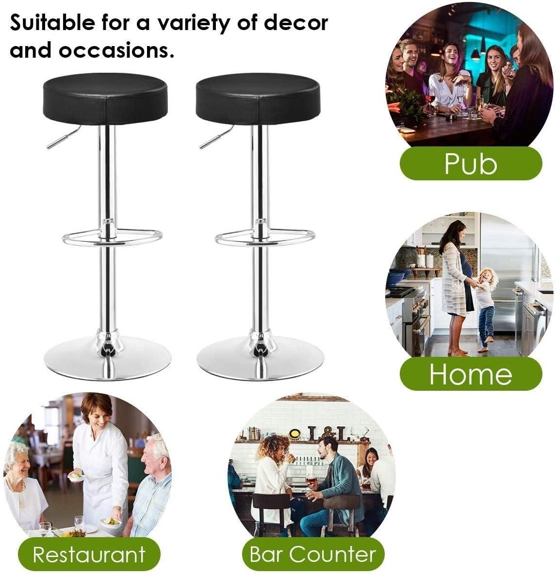 Ivy Bronx Set of 2 Adjustable Swivel Round Bar Stool Pub Chairs