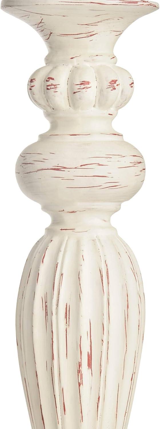 360 Lighting Shabby Chic Floor Lamp 60" Tall Antique White Washed Peacock Print Drum Shade for Living Room Reading Bedroom Office