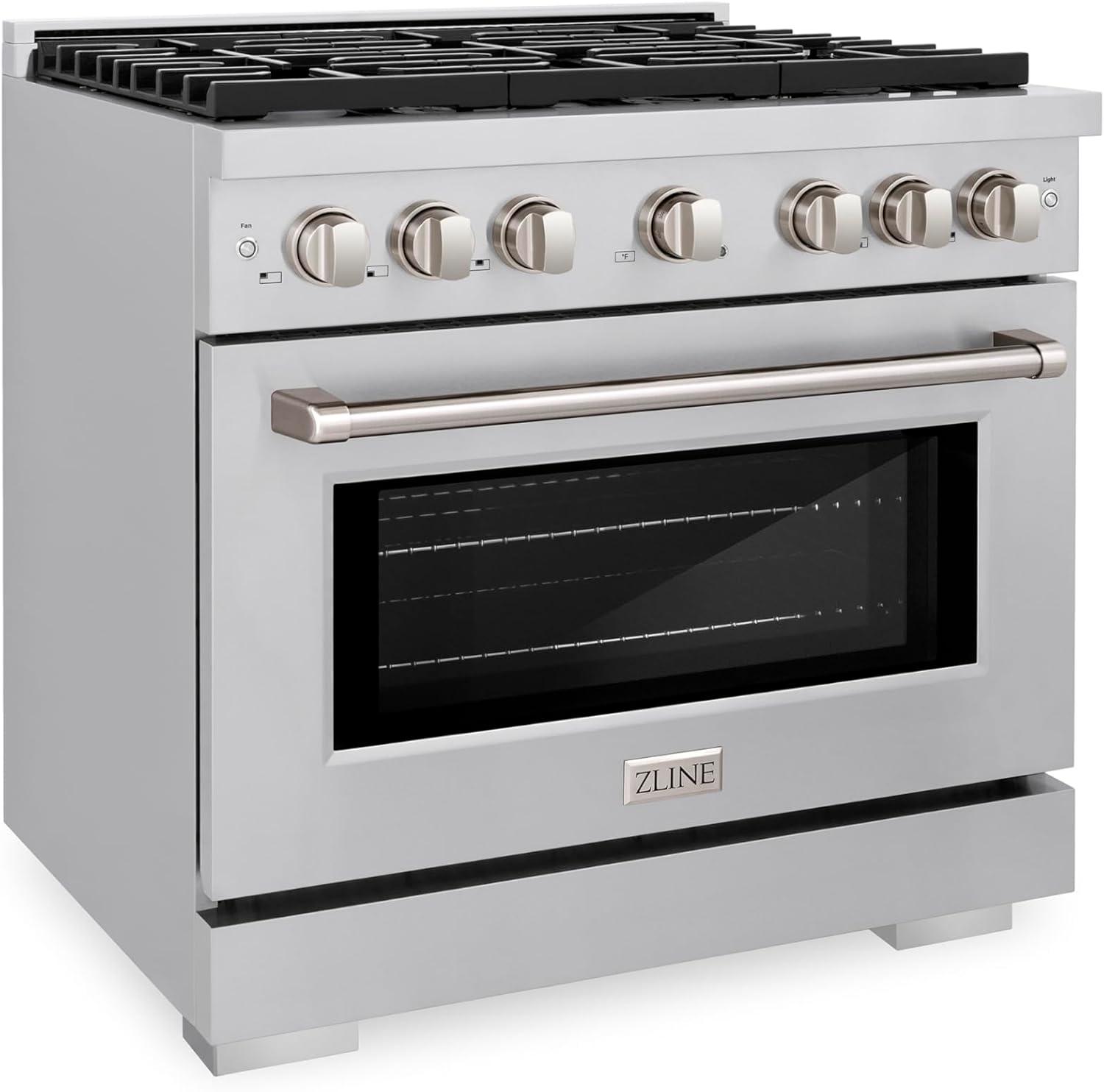 ZLINE 36" Stainless Steel Dual Fuel Range with 6 Burners