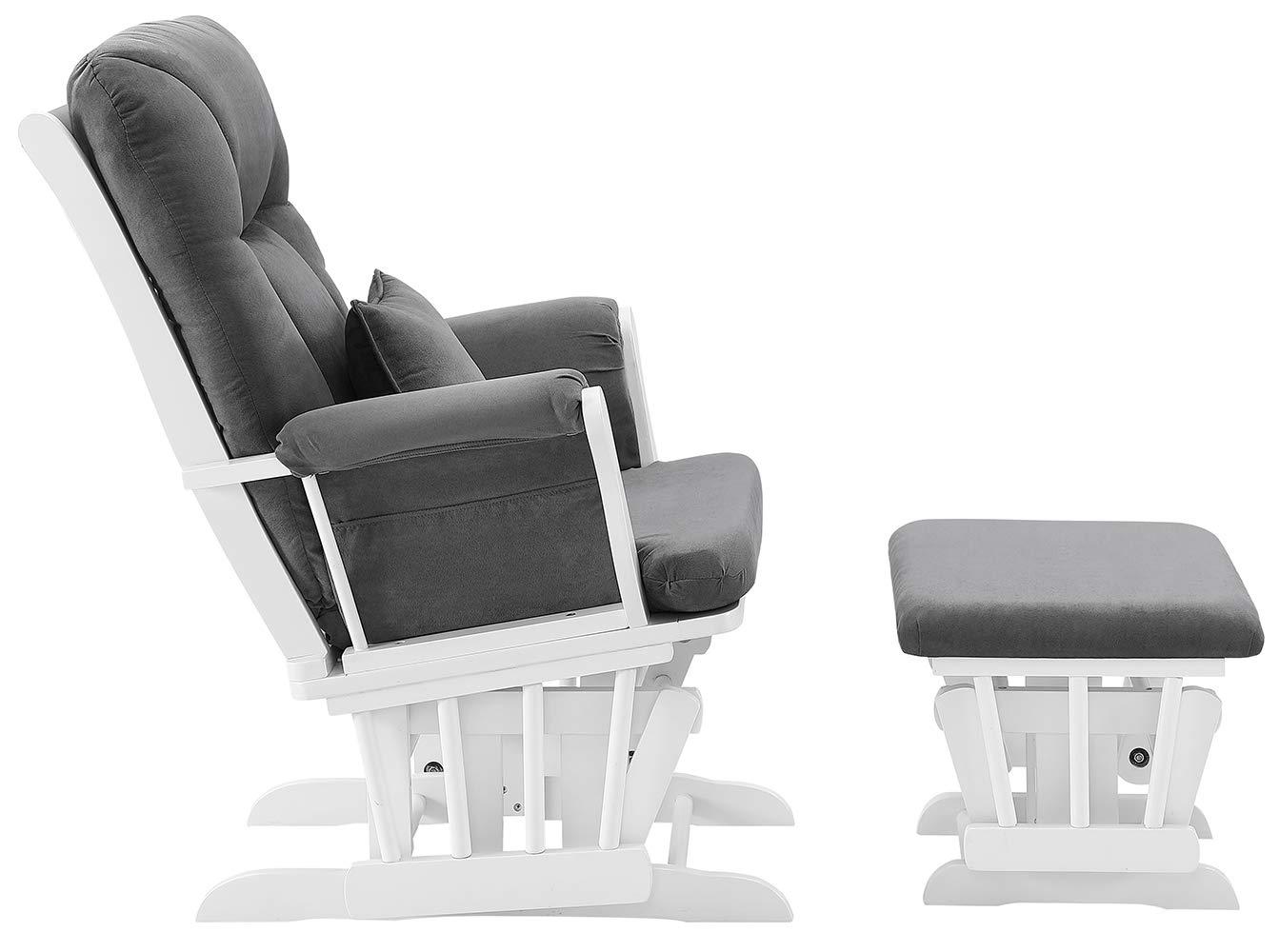 Angel Line Monterey II Glider and Ottoman, Black Finish with Dark Gray Cushions