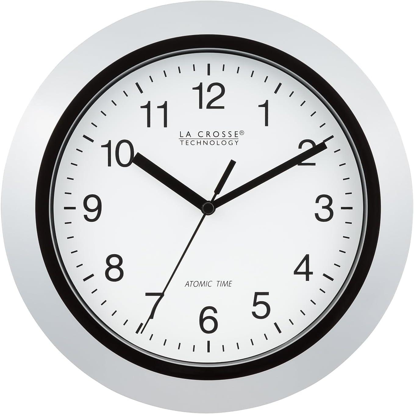 La Crosse Technology WT-3102S 10 inch Silver Atomic Analog Wall Clock