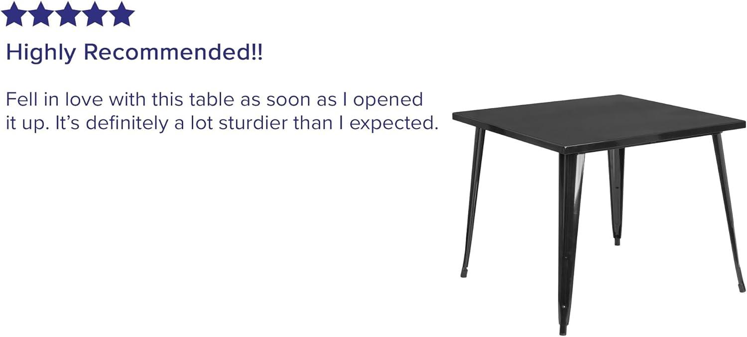 Flash Furniture Commercial Grade 35.5" Square Black Metal Indoor-Outdoor Table