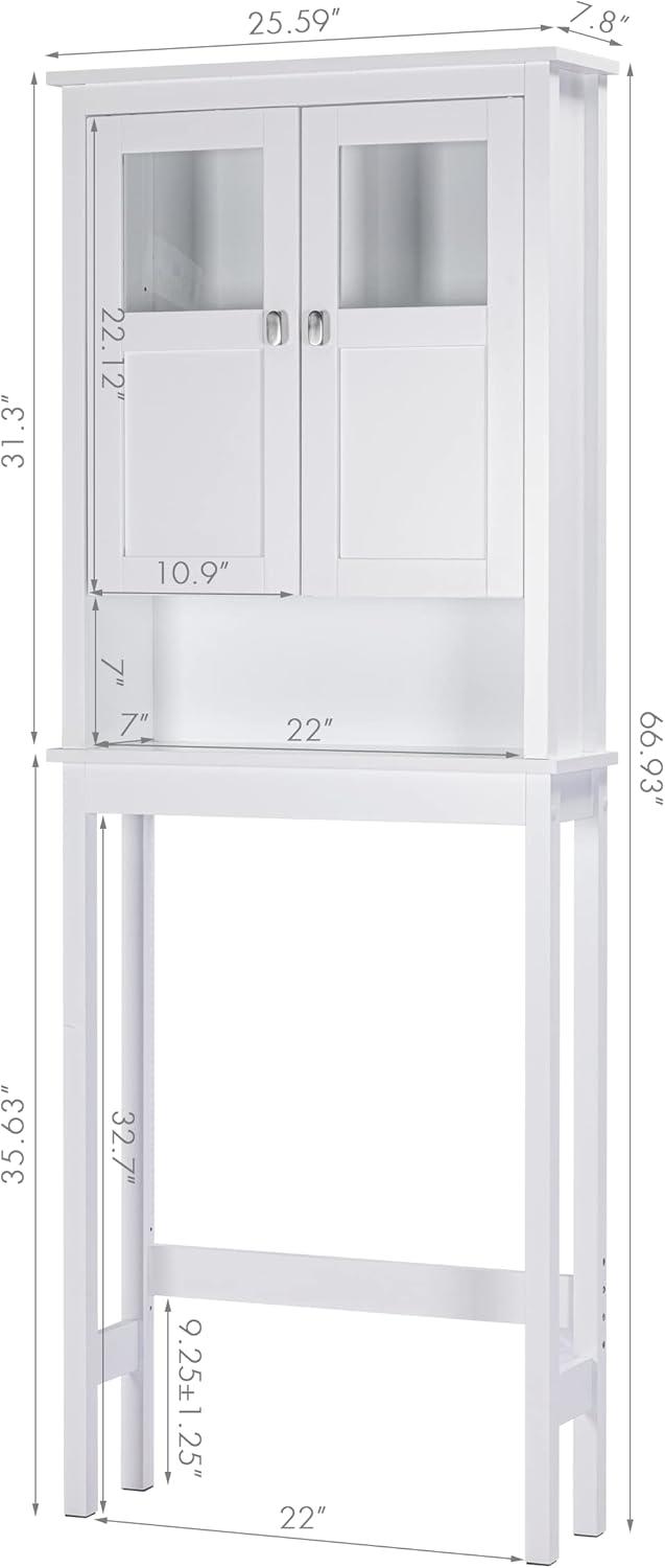 Bathroom Cabinet Over Toilet, Bathroom Storage Cabinet with Glass Doors and Adjustable Shelves