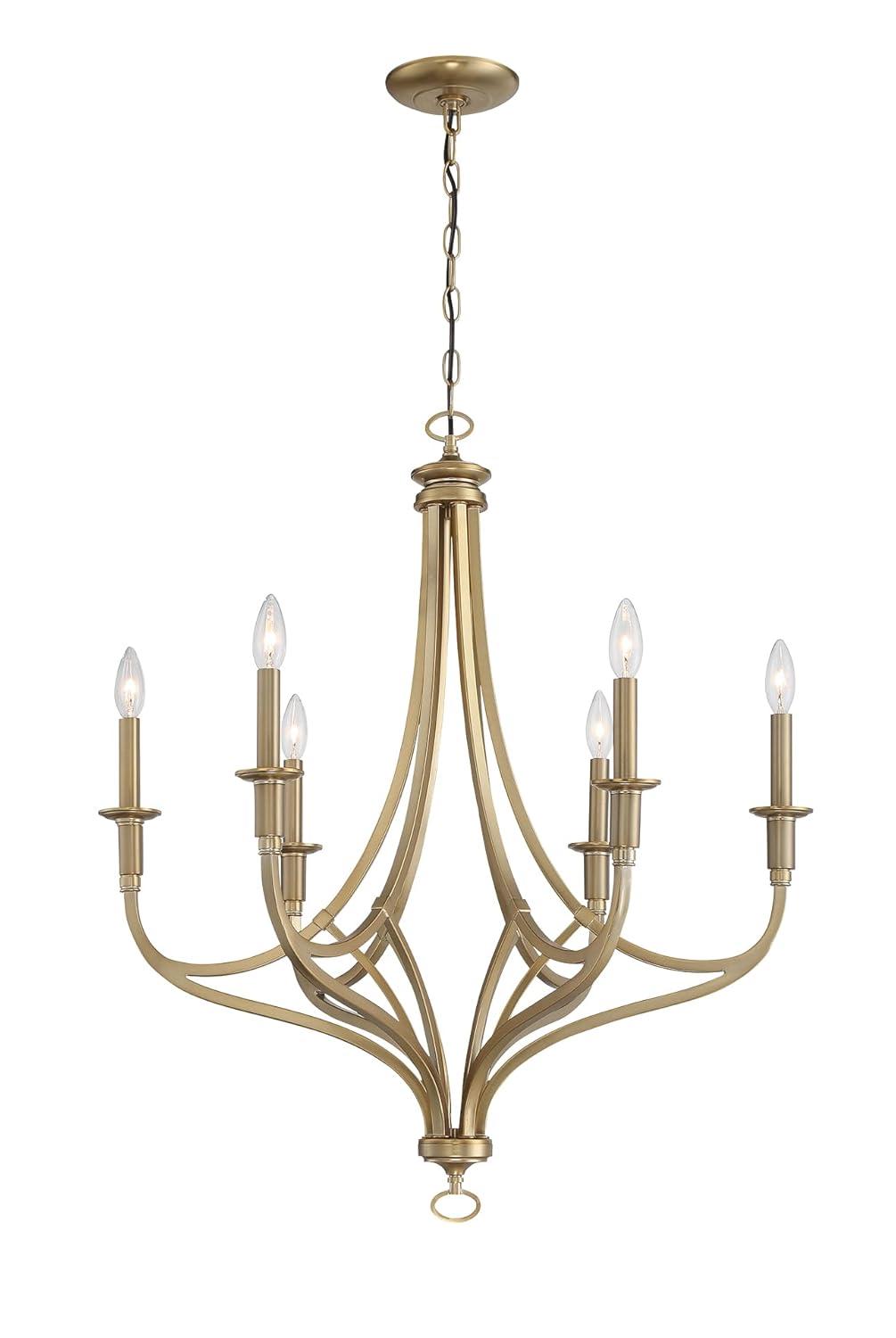 Minka Lavery Brushed Honey Gold Chandelier 28" Wide Modern 6-Light Fixture for Dining Room House Foyer Kitchen Entryway Bedroom