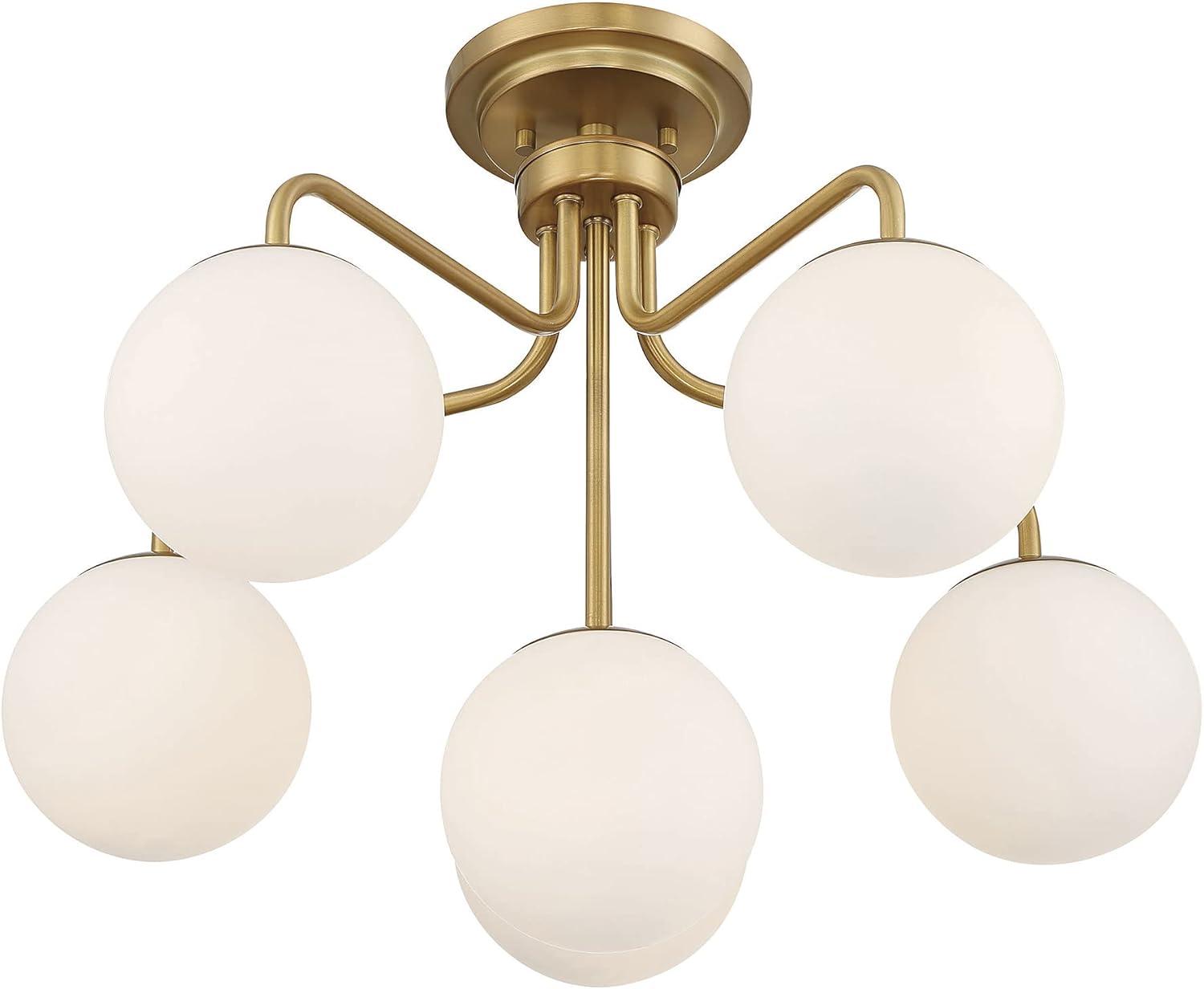 Warm Brass 6-Light Mid-Century Modern Globe Ceiling Light