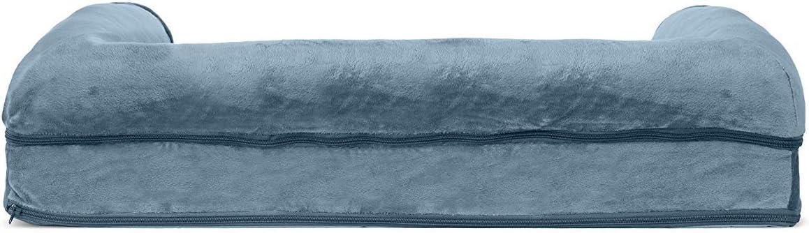 FurHaven Pet Products Faux Fur & Velvet Orthopedic Sofa Pet Bed for Dogs & Cats - Harbor Blue, Medium