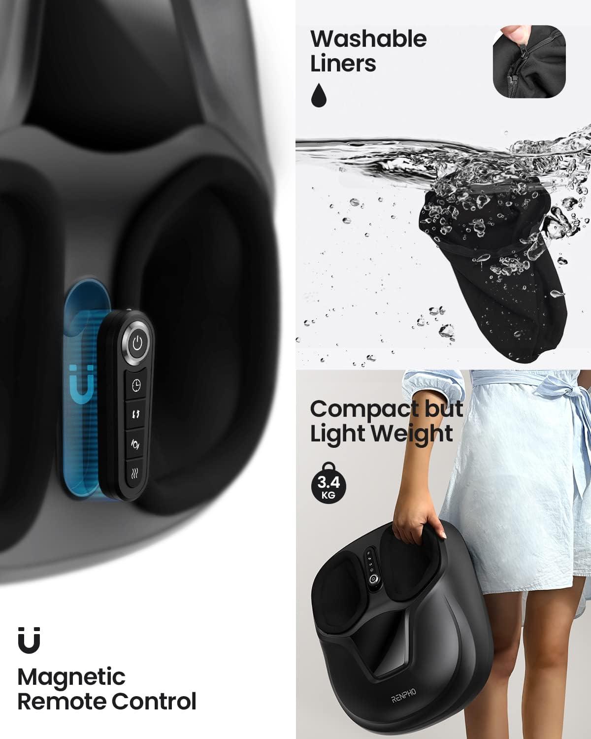 Renpho Shiatsu Foot Massager with Heat for Tired Foot Blood Circulation up to size 11, Black,Fathers Day & Birthday Gifts for Mom Dad Men