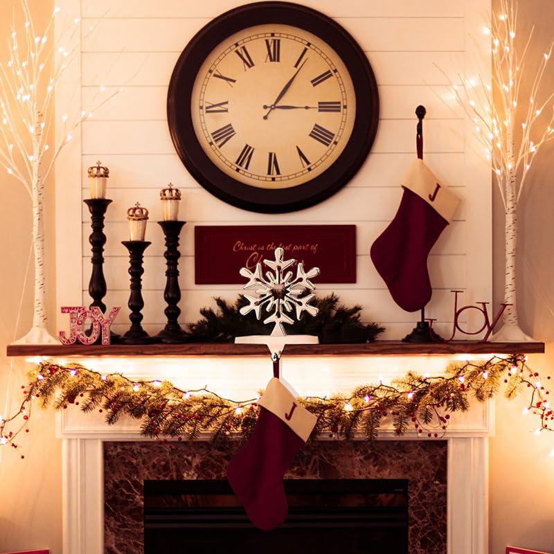 Season 4 Sparkles 4 Pieces Snowflake Stocking Holder Metal for Hanging Stockings