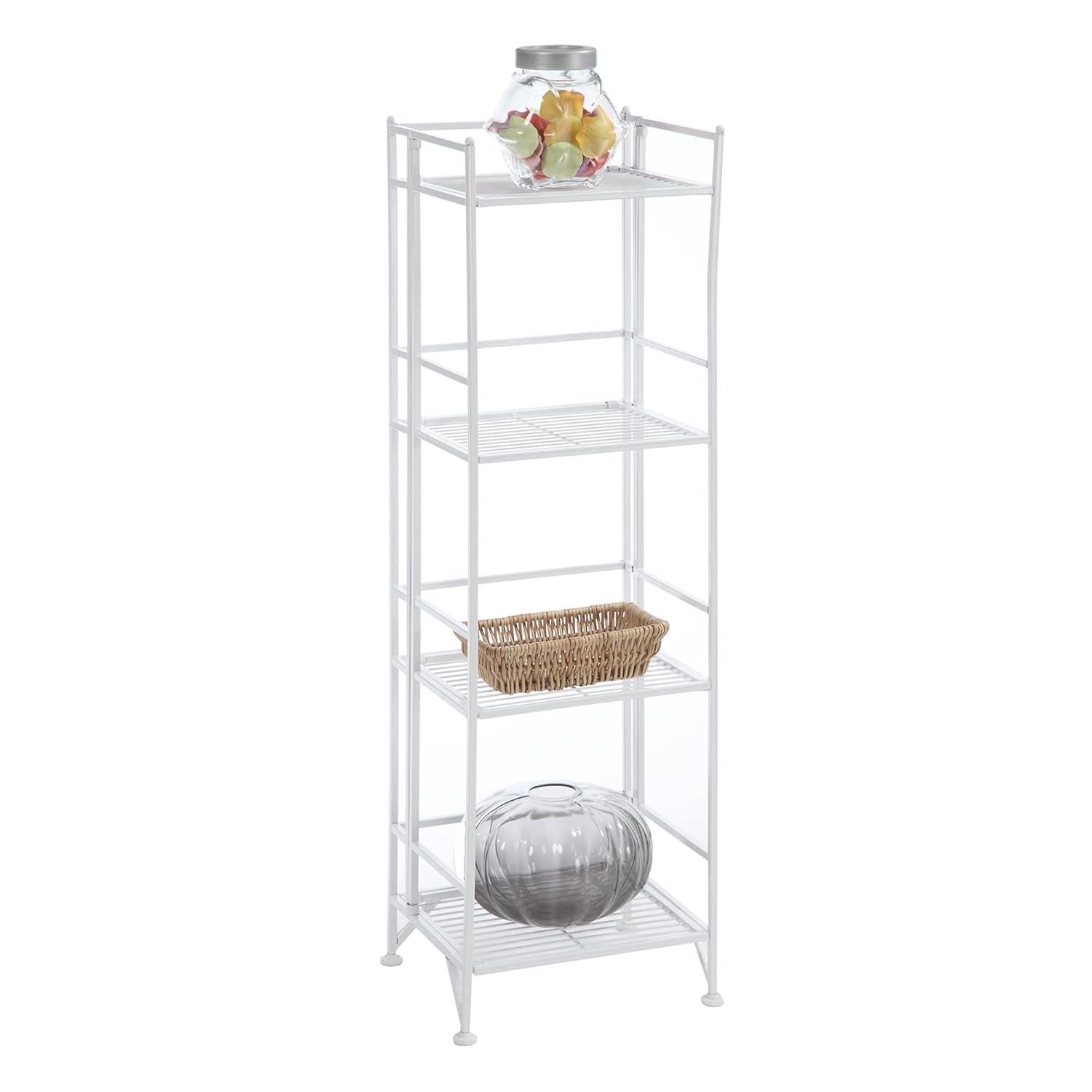 Convenience Concepts Designs2Go Metal Folding 4 Shelf Bookcase, White